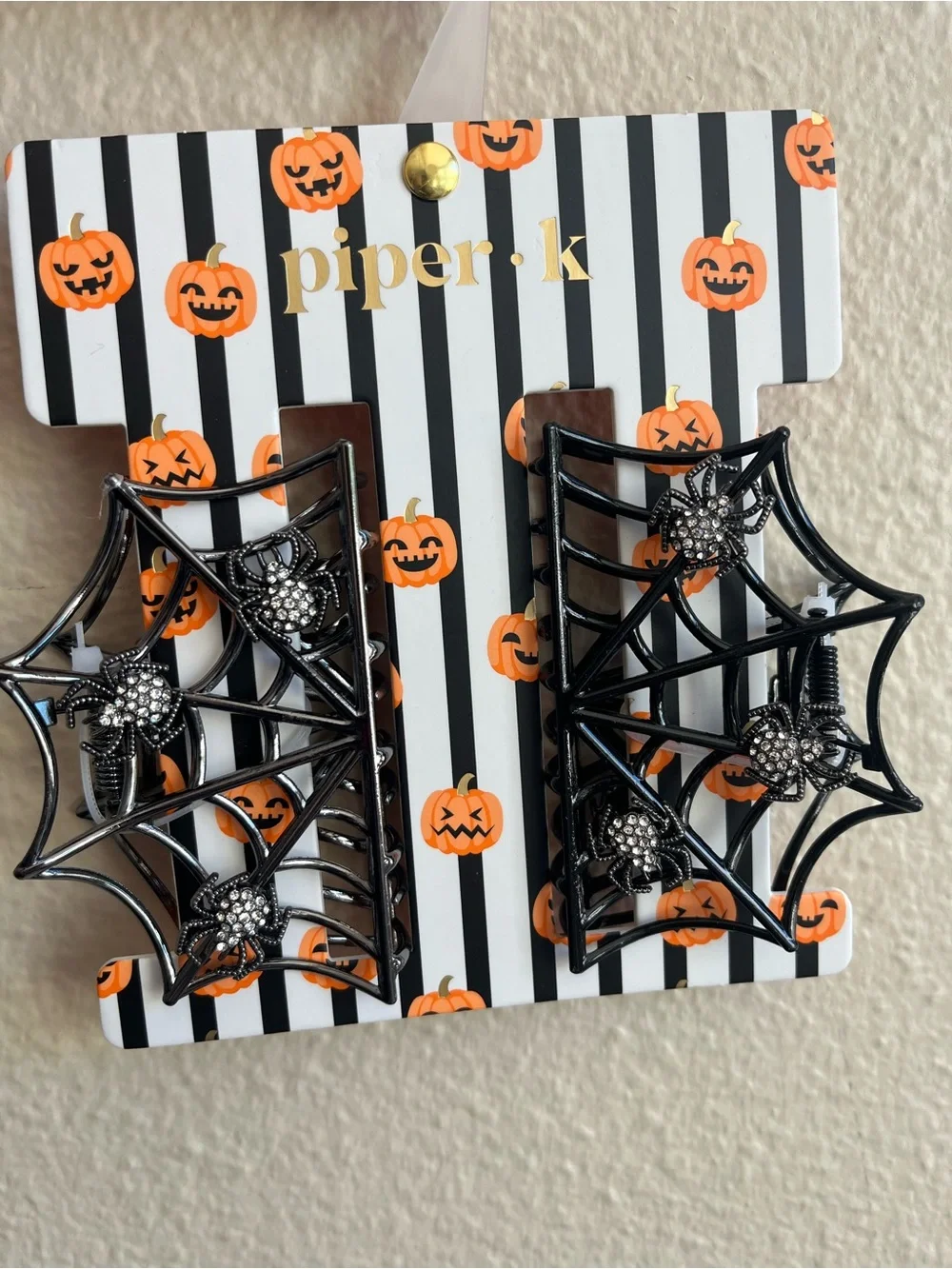 Piper•K Halloween Black Spiderweb Hair Clips
